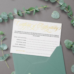 Elegantes Gold-Wirbel-Echtheitszertifikat Folieneinladung