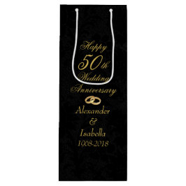 Elegantes Gold zum 50. Hochzeitstag Geschenktüte Für Weinflaschen