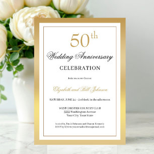 Elegantes Gold zur 50. Hochzeitstag-Feier Einladung