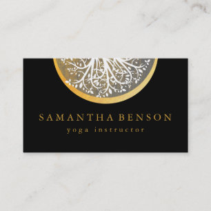 Elegantes GoldAquarell-Baum-Yoga und Meditation Visitenkarte