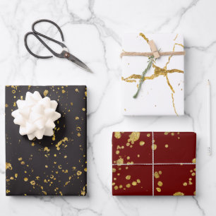 Elegantes, goldbedrucktes Muster für Splashes und  Geschenkpapier Set