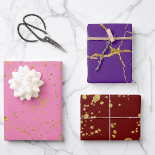 Elegantes, goldbedrucktes Muster für Splashes und Geschenkpapier Set