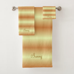 Elegantes Goldbraun und Gelb Badhandtuch Set