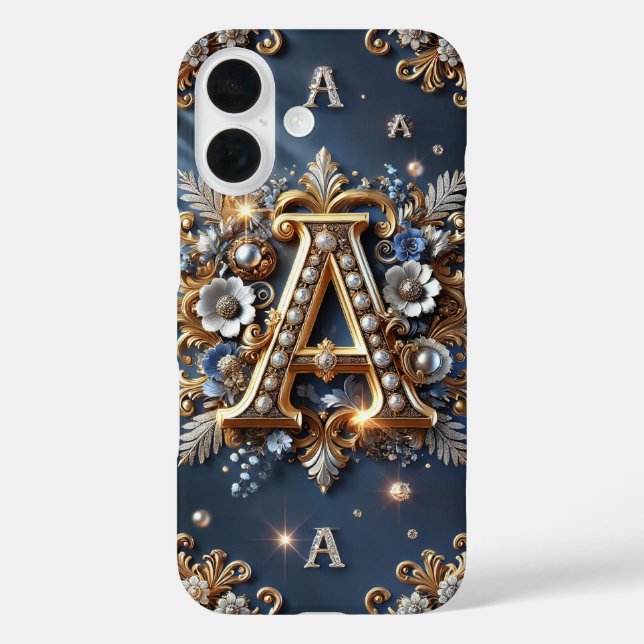 Elegantes Golden A Letter Monogram Case-Mate iPhone Hülle (Rückseite)