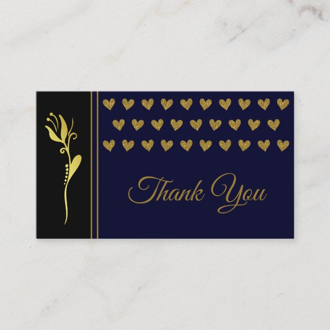 Elegantes Golden Blume Hart Custom Logo Vielen Dan Visitenkarte (Vorderseite)
