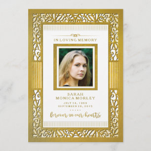 Elegantes Golden Border Foto Memorial Vielen Dank Einladung