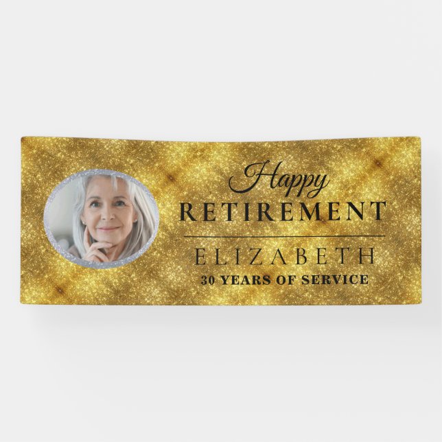 Elegantes Golden Custom Foto Retirement Party Bann Banner (Horizontal)