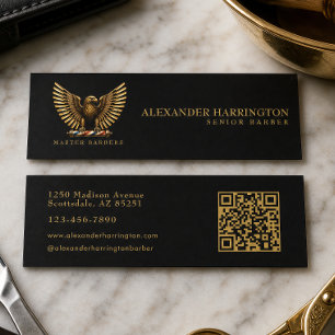 Elegantes Golden Eagle-Barber Shop-Logo für Friseu Mini Visitenkarte