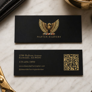 Elegantes Golden Eagle-Barber Shop-Logo für Friseu Mini Visitenkarte