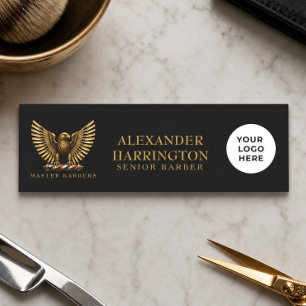 Elegantes Golden Eagle-Barber Shop-Logo für Friseu Namensschild