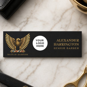 Elegantes Golden Eagle-Barber Shop-Logo für Friseu Namensschild