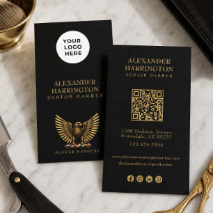 Elegantes Golden Eagle-Barber Shop-Logo für Friseu Visitenkarte