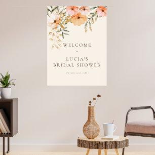 Elegantes Golden Fall Blume Brautparty Willkommen Poster
