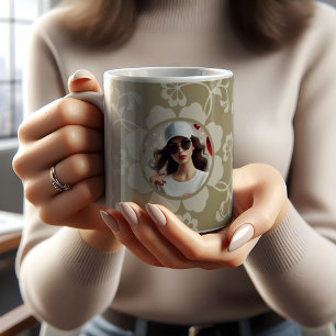 Elegantes Golden Floral Ornamental Vintages Foto Kaffeetasse