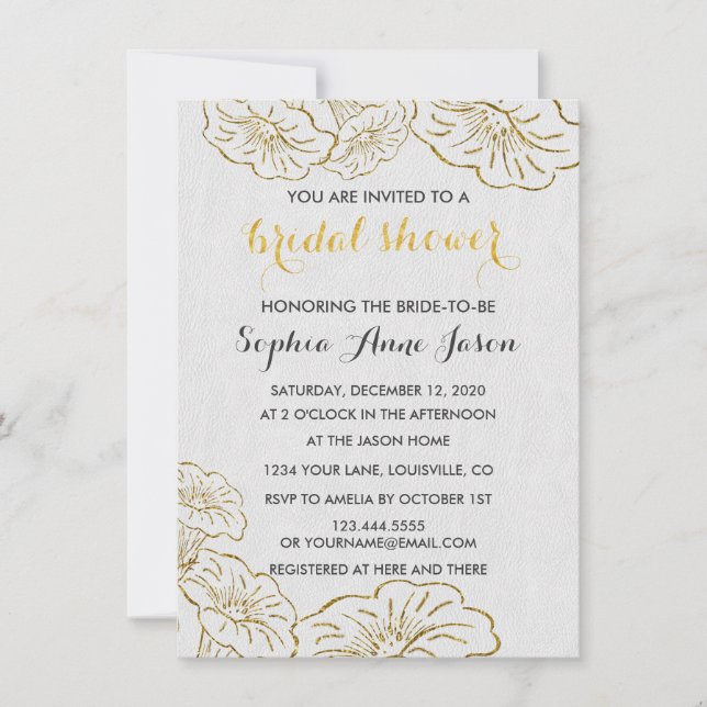 Elegantes Golden Foil Bridal Einladung (Vorderseite)