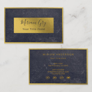 Elegantes Golden Foil & Dark Black Name Script Visitenkarte
