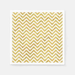 Elegantes Golden Foil Zigzag Streifen Zickzack Mus Serviette