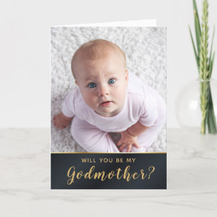 Elegantes Golden Foto Godmutteranfrage Karte