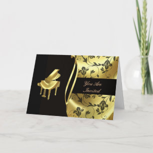 Elegantes Golden Grand Piano Einladung