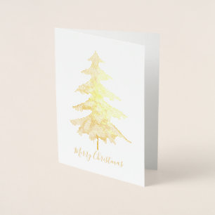 Elegantes Golden Green Merry Christmas Tree Foto Folienkarte