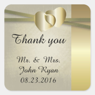 Elegantes Golden Hearts Design Quadratischer Aufkleber