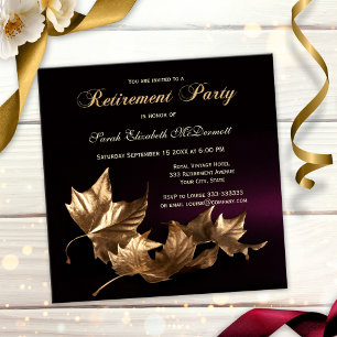 Elegantes Golden Herbstlaubs Rente Party Einladung