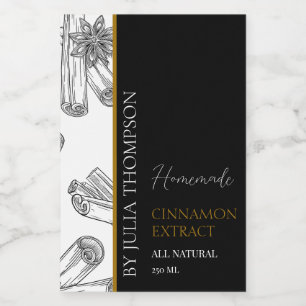 Elegantes Golden Homemade Cinnamon Extract Label Weinetikett