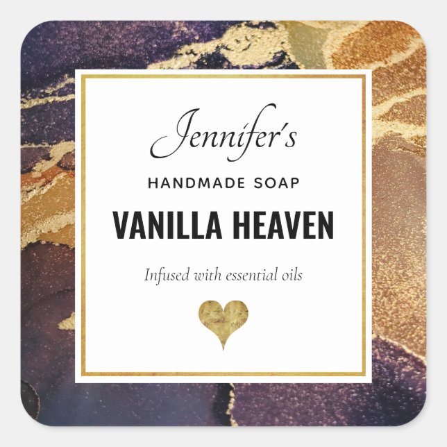 Elegantes Golden Marble Artistic Product Quadratischer Aufkleber (Vorderseite)