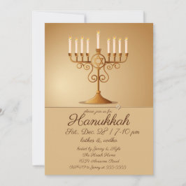 Elegantes Golden Menorah Hanukkah Party Einladung