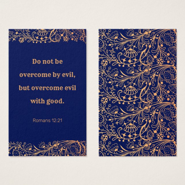 Elegantes Golden Navy Blues-Muster Bibel-Lesezeich (Vorne & Hinten)