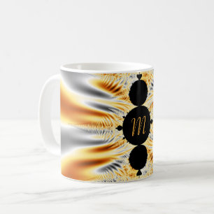 Elegantes golden-orange und silbernes Fraktal mit Kaffeetasse