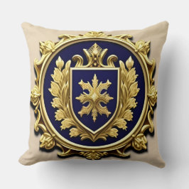 Elegantes Golden Ornamental-Wappen mit Schild Kissen