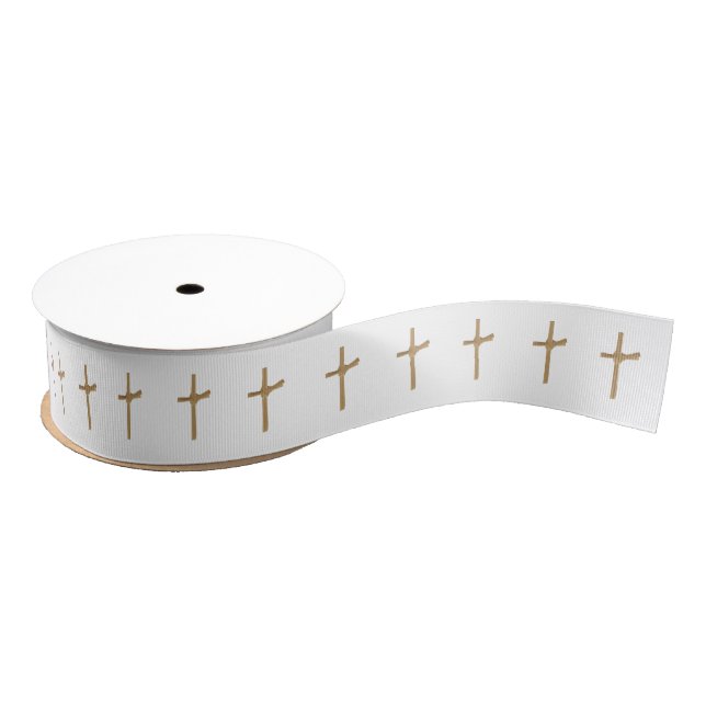 Elegantes Golden Palm Cross Muster Ripsband (Spule)