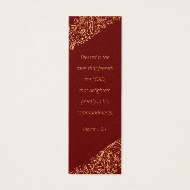 Elegantes Golden Pattern Bible Quote Lesezeichen (Vorderseite)