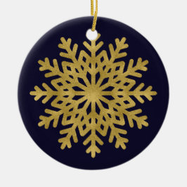 Elegantes Golden Snowflake Holiday Circle Ornament
