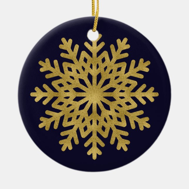 Elegantes Golden Snowflake Holiday Circle Ornament (Vorne)