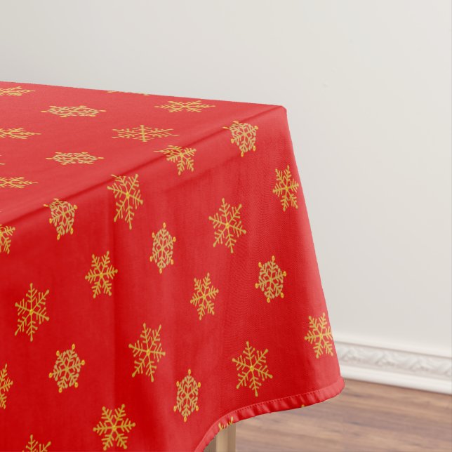 Elegantes Golden Snowflake Muster auf Rot Tischdecke (Beispiel)