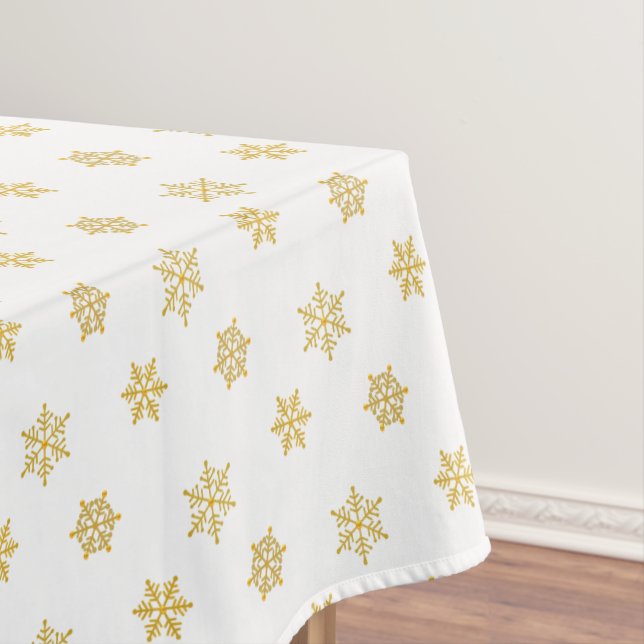Elegantes Golden Snowflake Muster auf Weiß Tischdecke (Beispiel)