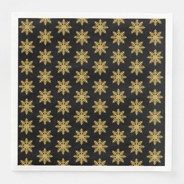 Elegantes Golden Snowflakes Paper Napkin Serviette (Vorderseite)