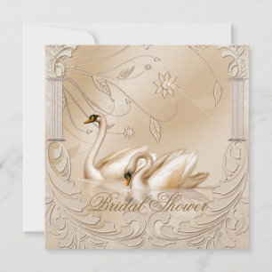 Elegantes Golden Swans Brautparty Einladung