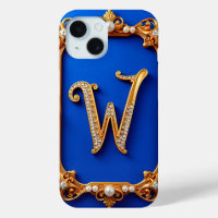 Elegantes Golden W Monogramm mit Perlen dekoriert