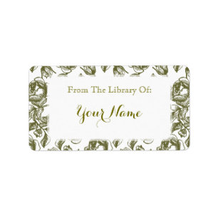 Elegantes Golden White Rose Etching Buchzeichen La Adressaufkleber