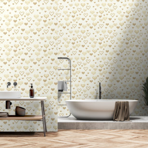 Elegantes Golden Yellow Decorative Herzmuster Tapete