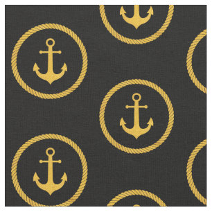 Elegantes Golden Yellow Nautical Rope Anchor Muste Stoff