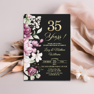 Elegantes goldenes 35. Hochzeitstag-Jubiläum Einladung