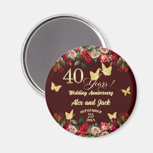 Elegantes goldenes 40. Hochzeitstag-Jubiläum Magnet