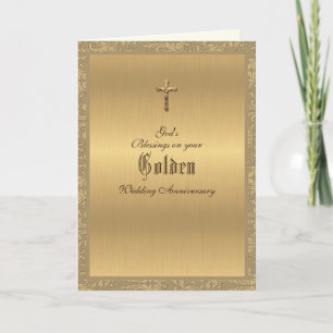 Elegantes Goldenes 50. Hochzeitstag Religiös Karte