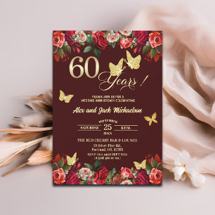 Elegantes goldenes 60. Hochzeitsjubiläum Einladung