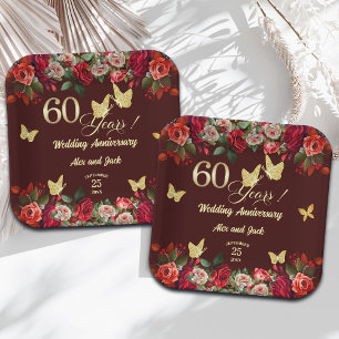 Elegantes goldenes 60. Hochzeitsjubiläum Pappteller