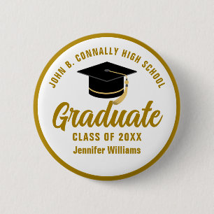 Elegantes goldenes Abschluss-Name-Tag Button